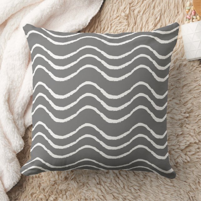 Grey and White Abstract Triangle Geometric Pattern Cushion (Blanket)