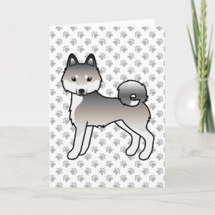 Grey And White Alaskan Klee Kai Cute Cartoon Dog Card