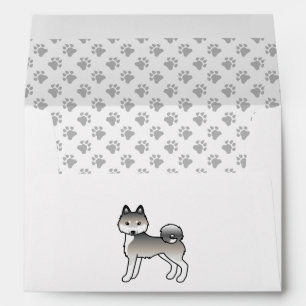 Grey And White Alaskan Klee Kai Cute Cartoon Dog Envelope