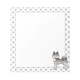 Grey And White Alaskan Klee Kai Cute Cartoon Dog Notepad