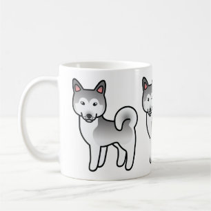 Grey And White Alaskan Malamute Dog Illustration Coffee Mug