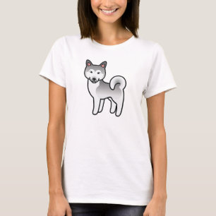 Grey And White Alaskan Malamute Dog Illustration T-Shirt