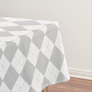 Grey and White Argyle Tablecloth