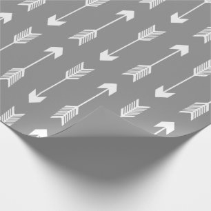 Grey and White Arrows Pattern Wrapping Paper
