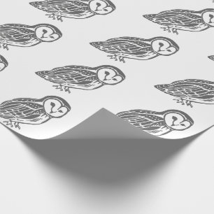 Grey and White Barn Owls Pattern Wrapping Paper