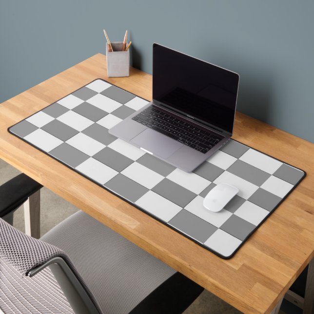 Grey and white blocks pattern desk mat (Office 2)