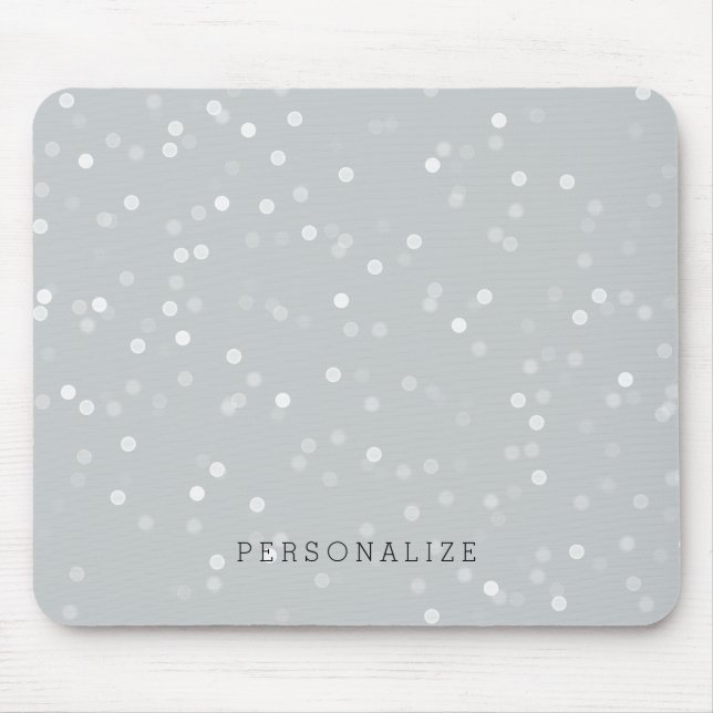 Grey and White Bokeh Confetti Mouse Pad (Front)