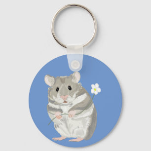 Grey and White Boy’s Hamster Keychain