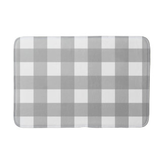 Grey and White Buffalo Check Bath Mat