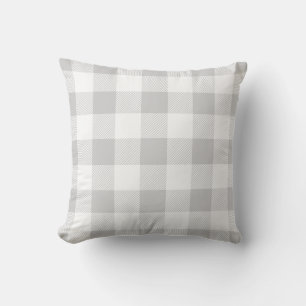 Grey and White Buffalo Check Cushion