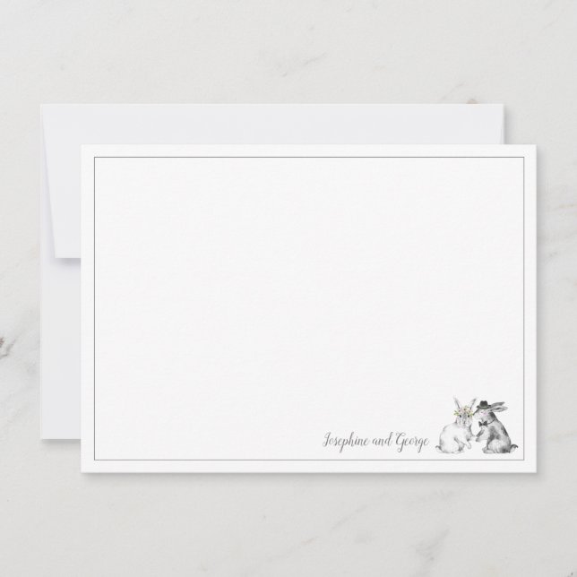 Grey and White Bunny Rabbit  Invitation (Front)