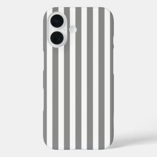 Grey and white candy stripes iPhone 16 case