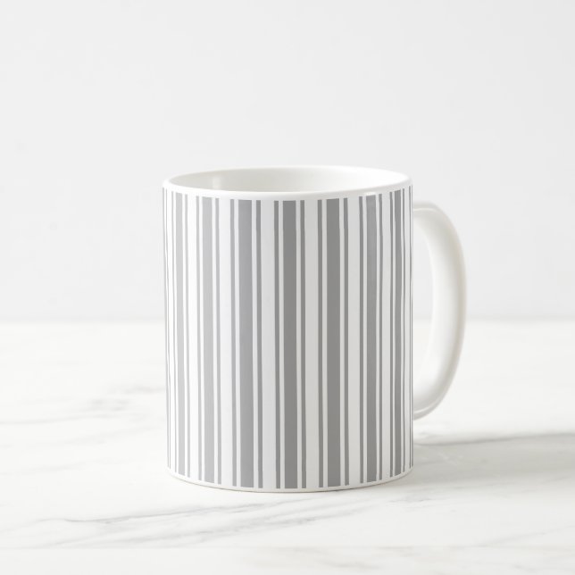 Grey and white candy stripes coffee mug (Front Right)