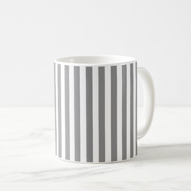 Grey and white candy stripes coffee mug (Front Right)