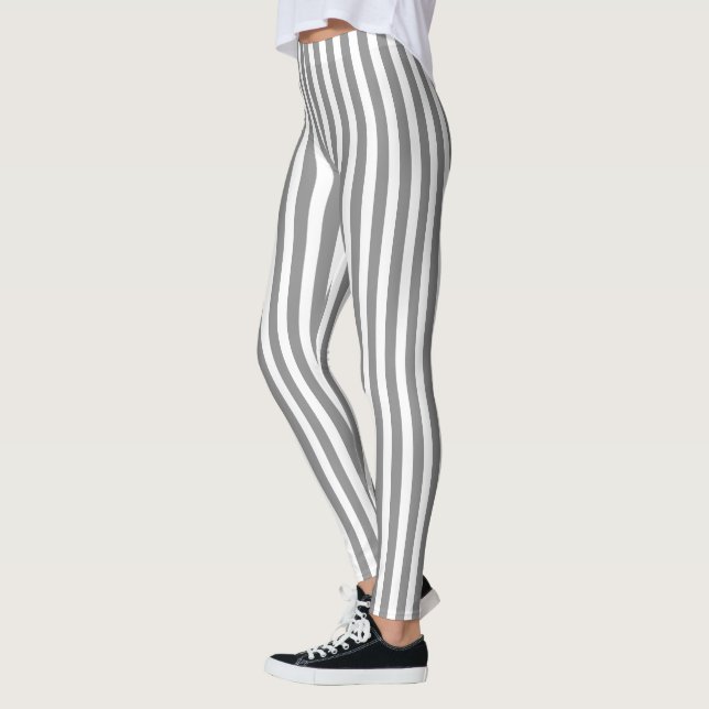 Grey and white candy stripes leggings (Left)