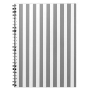 Grey and white candy stripes notebook