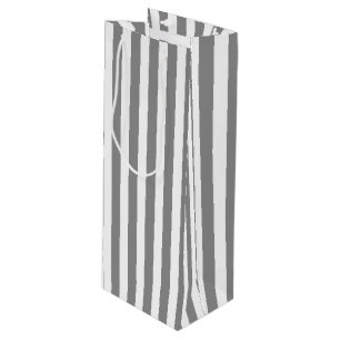 Grey and white candy stripes wine gift bag