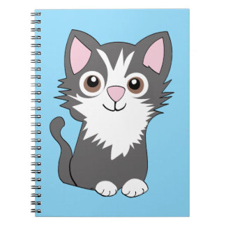 Grey and white cat notebook