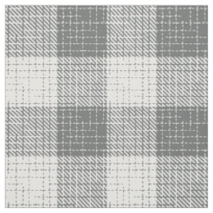 Grey and White Checkered Crosshatch Plaid Fabric