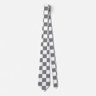 grey and white Chequerboard Pattern Tie