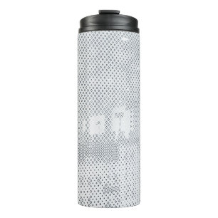 Grey and white chequered textile thermal tumbler