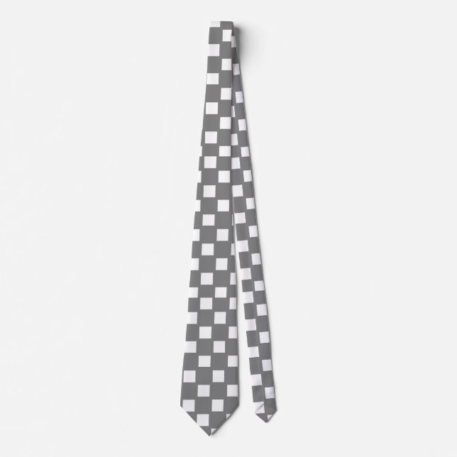 Grey and White Chequered Tie (Front)