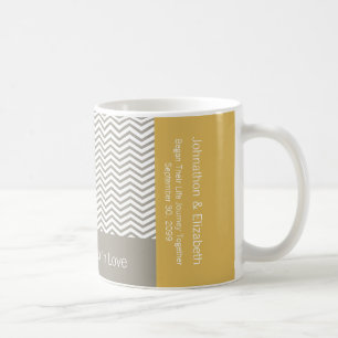 Grey and White Chevron Chic Commemorative Wedding Coffee Mug