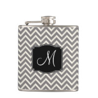 Grey and White Chevron Pattern with Monogram