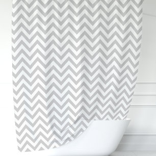 Grey and White Chevron Shower Curtain
