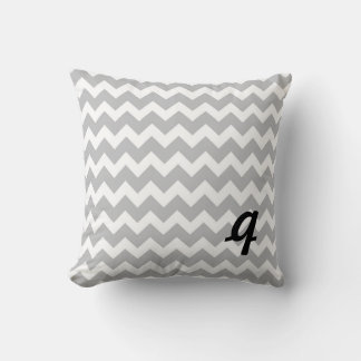 Grey and White Chevron Stripe Cushion