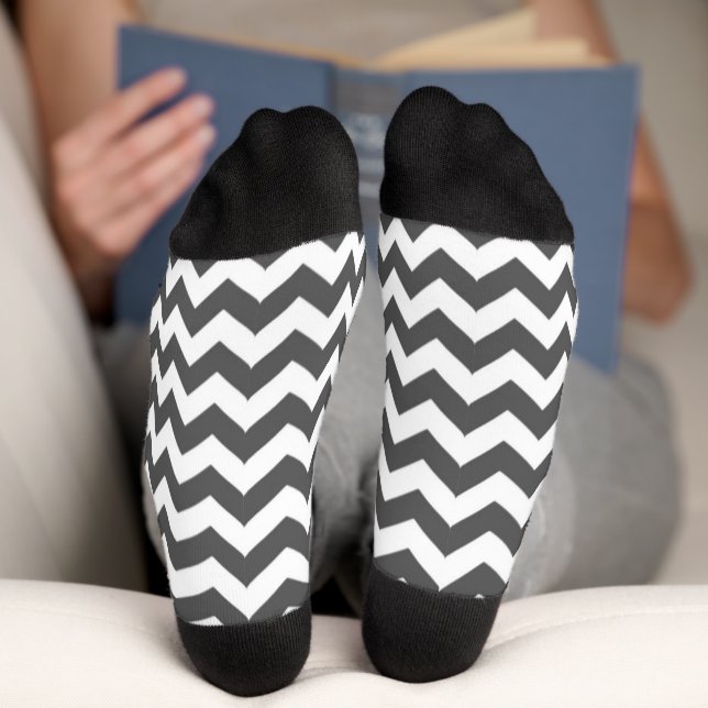 Grey and white chevron stripes socks (Bottom)