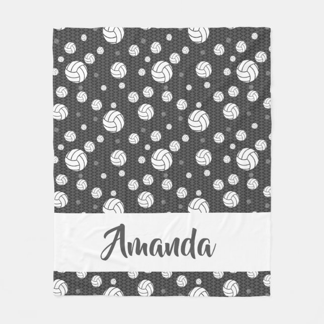 Grey and White Chevron Volleyball Pattern Fleece Blanket (Front)