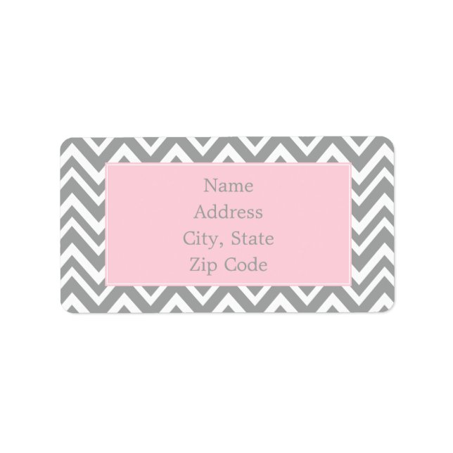 Grey and White Chevron with Pastel Pink Label (Front)