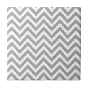 Grey and White Chevron Zigzag Pattern Ceramic Tile