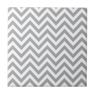 Grey and White Chevron  Zigzag Pattern Ceramic Tile
