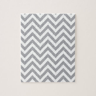 Grey and White Chevron  Zigzag Pattern Jigsaw Puzzle