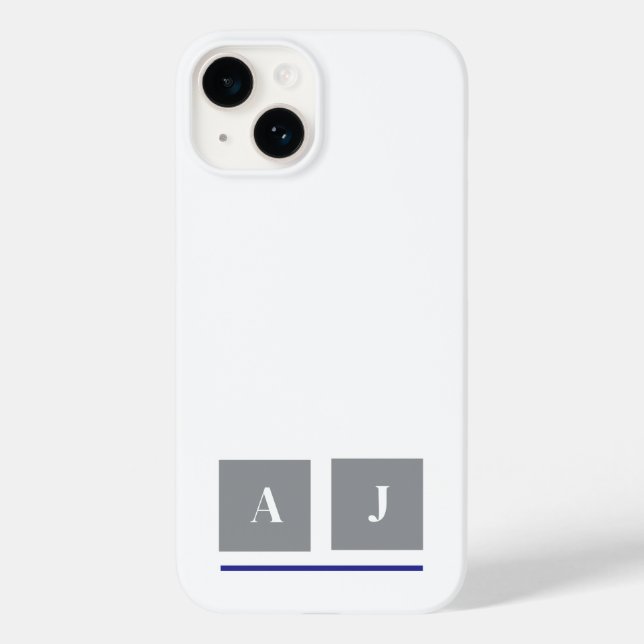 Grey and white classic initials Case-Mate iPhone case (Back)