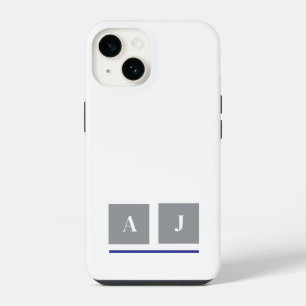 Grey and white classic initials iPhone 14 case