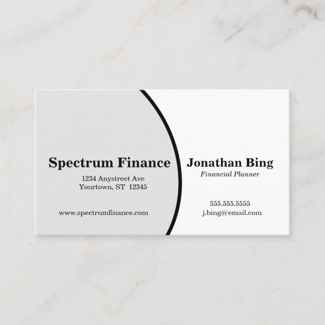 Grey and White Curve Finance Business Card (Front)
