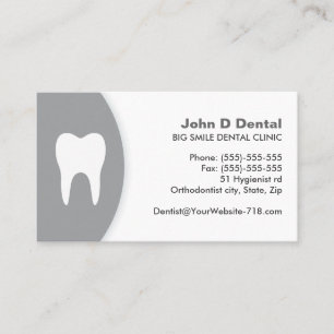 Grey and white dental dentist business card