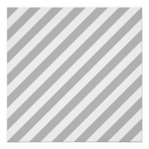 Grey and White Diagonal Stripes Pattern Poster