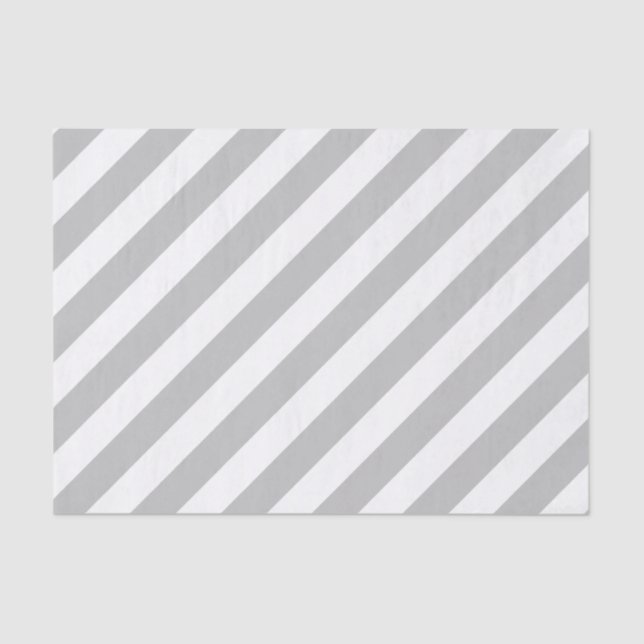 Grey and White Diagonal Stripes Pattern Tissue Paper (Front)