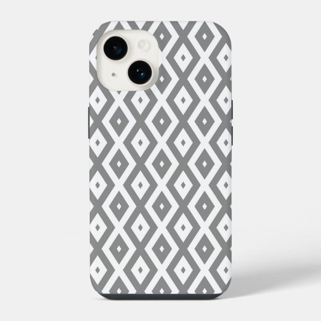 Grey and white diamond pattern  iPhone case (Back)