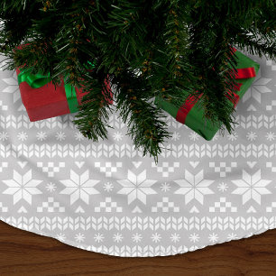 Grey and White Fair Isle Pattern Brushed Polyester Tree Skirt