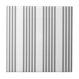 Grey and white five stripes pattern ceramic tile