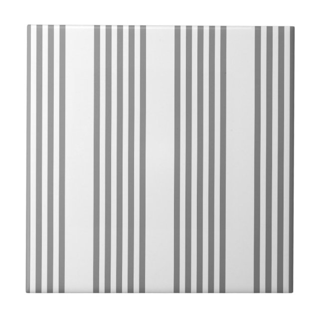 Grey and white five stripes pattern ceramic tile (Front)