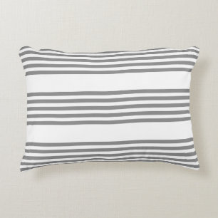 Grey and white five stripes pattern decorative cushion