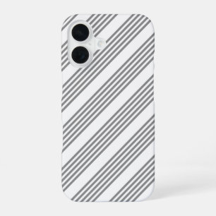 Grey and white five stripes pattern iPhone 16 case