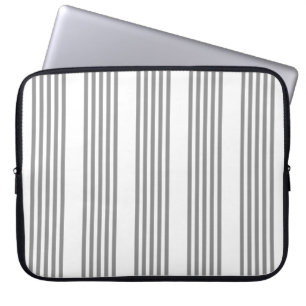 Grey and white five stripes pattern laptop sleeve