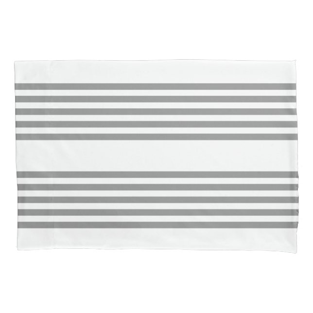 Grey and white five stripes pattern pillowcase (Front)